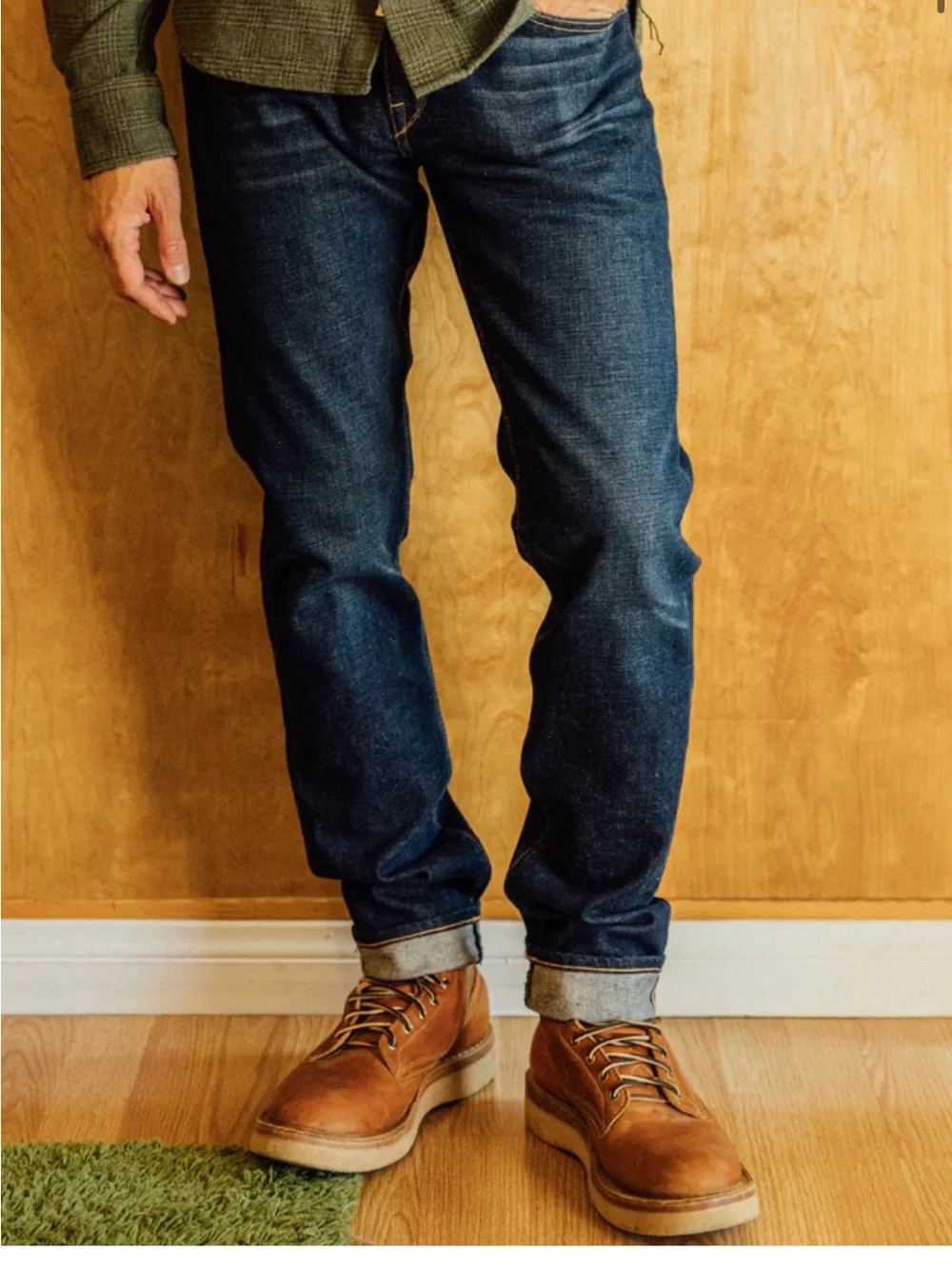 Slim Fit Dark Blue Men's Jeans - Classic Washed Denim